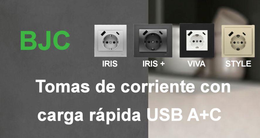 BJC tomas schuko con USB carga rápida